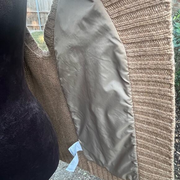 Mob Wife Chic Faux Fur Cable Knit Gilet Vest Western Tan Brown Sz 12 - Picture 7 of 9